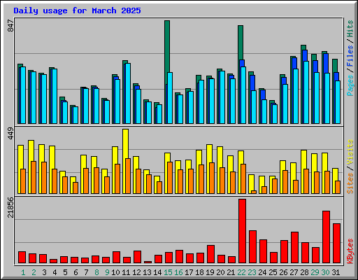 Daily usage for March 2025