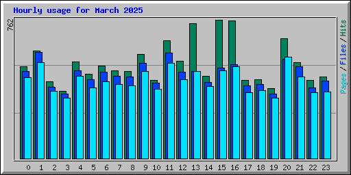 Hourly usage for March 2025